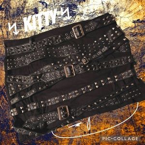 Current mood xl strappy belt mini skirt with spokes stretchy worn lightly